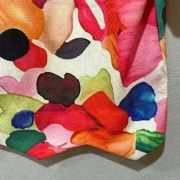 SHEIN watercolor cropped zig zag bottom short blouse top shirt size Medium - Picture 5 of 10